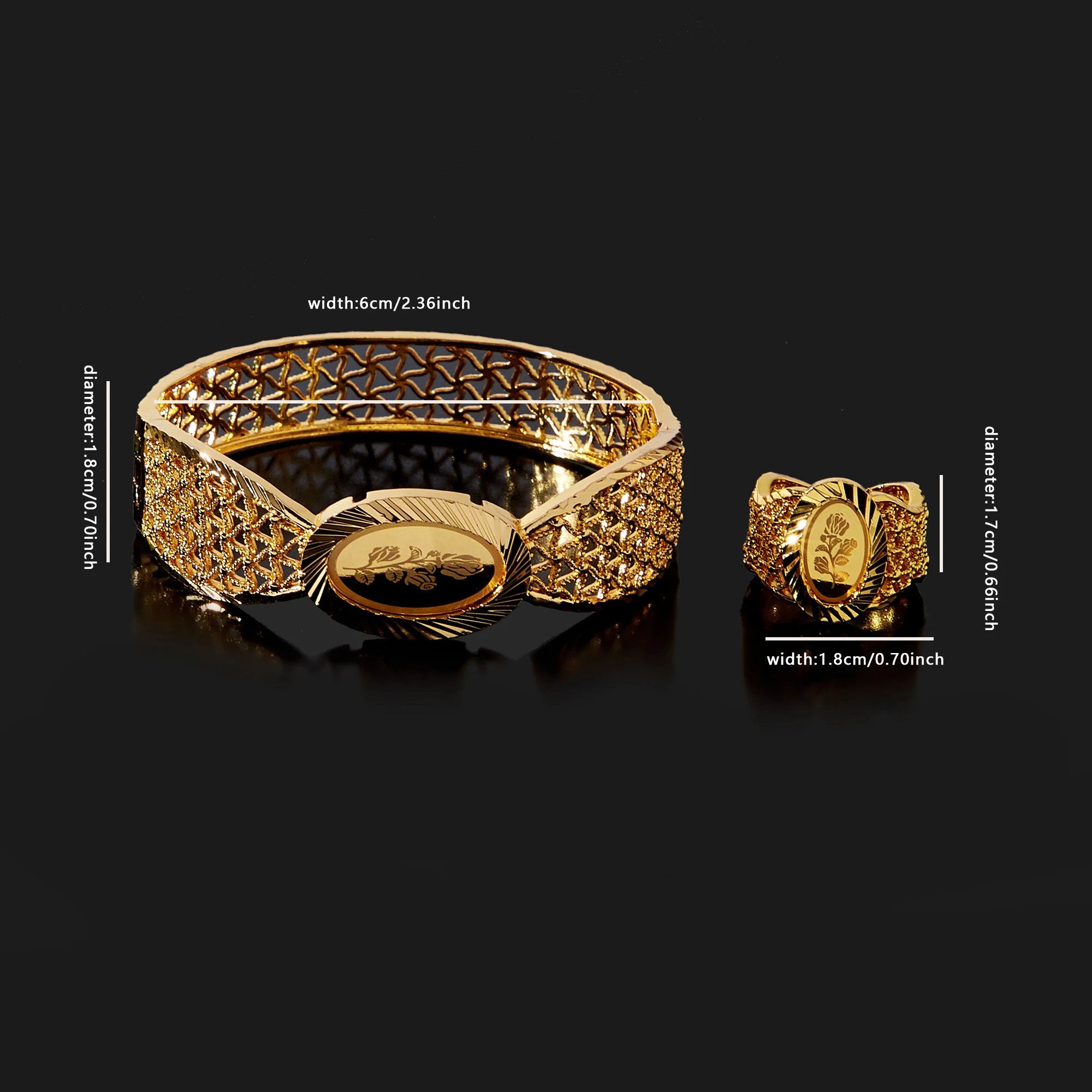 Yiyi новейший Дубай Модный Набор браслетов с кольцом 18K позолоченный набор женские аксессуары ювелирные изделия оптом из Китая