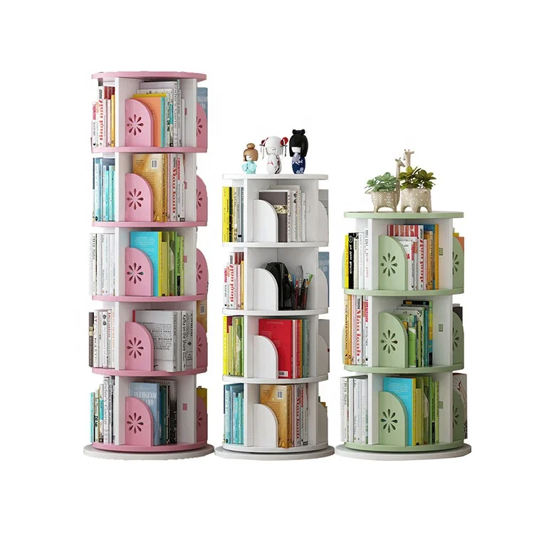 
Haichuan Sun flower Space saving Cheap Newest Design Rotating Wood Storage Book Shelf bookcases 