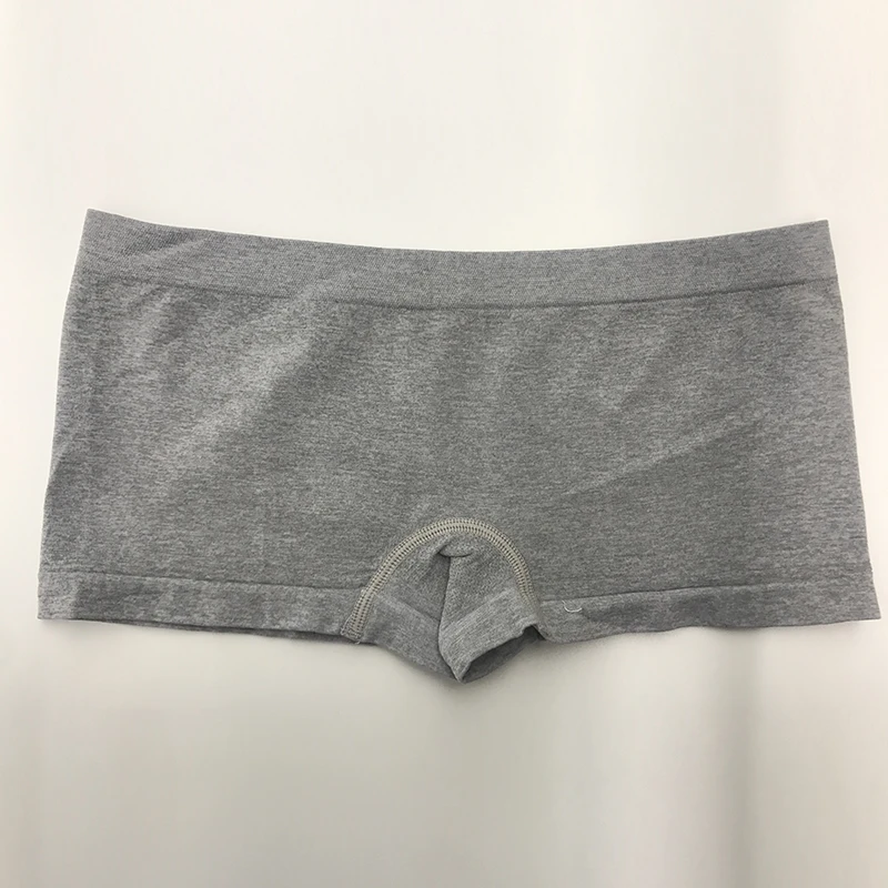 Classic Plain Woman Underwear Stretch Gray Solid Color Boxer Brief Women Seamless Basic Soft Boyshorts Underwear