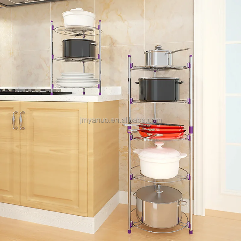 Expandable Kitchen Hotel Adjustable Expand Storage Metal Fry Pan And Pot Lid Cover Organizer Holder Rack