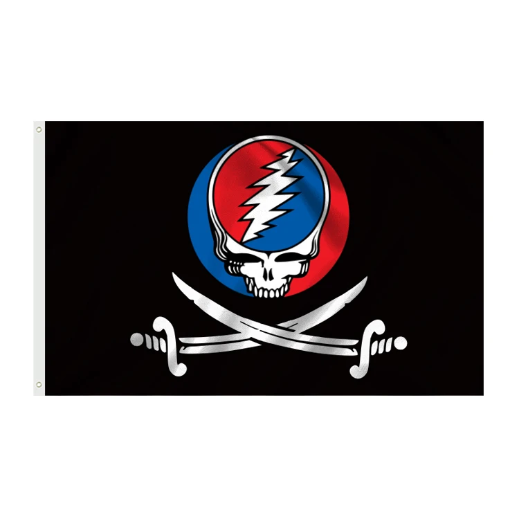 Hot Selling 3x5FT Custom Outdoor Music Grateful Dead Banners With 5 Dancing Jerry Bears