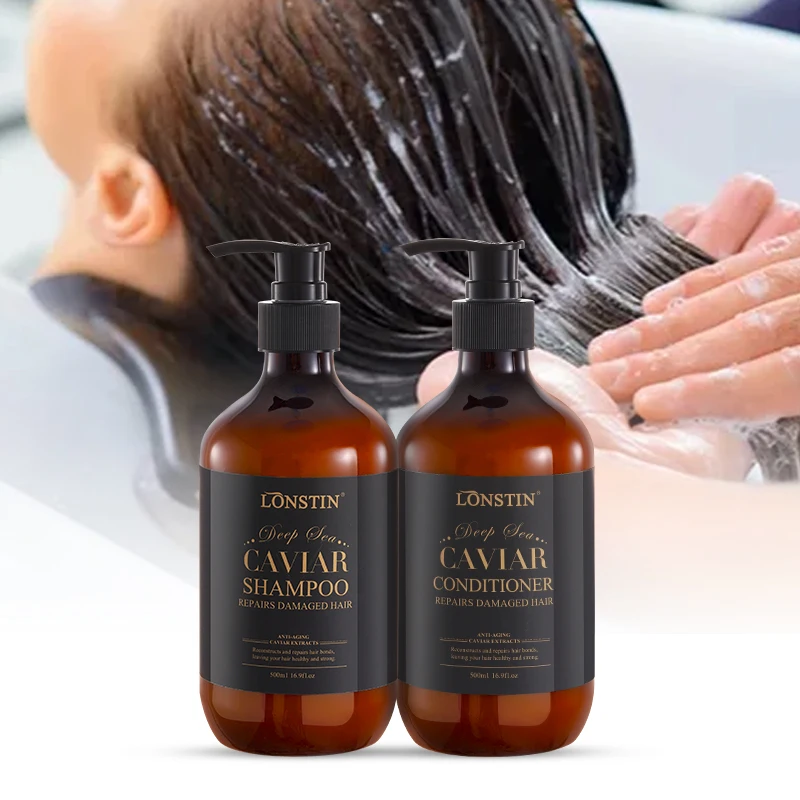 Private Label Organic Hair Care Repair Nourish Black Caviar Hair Treatment Collagen Smooth Caviar Hair Shampoo And Conditioner