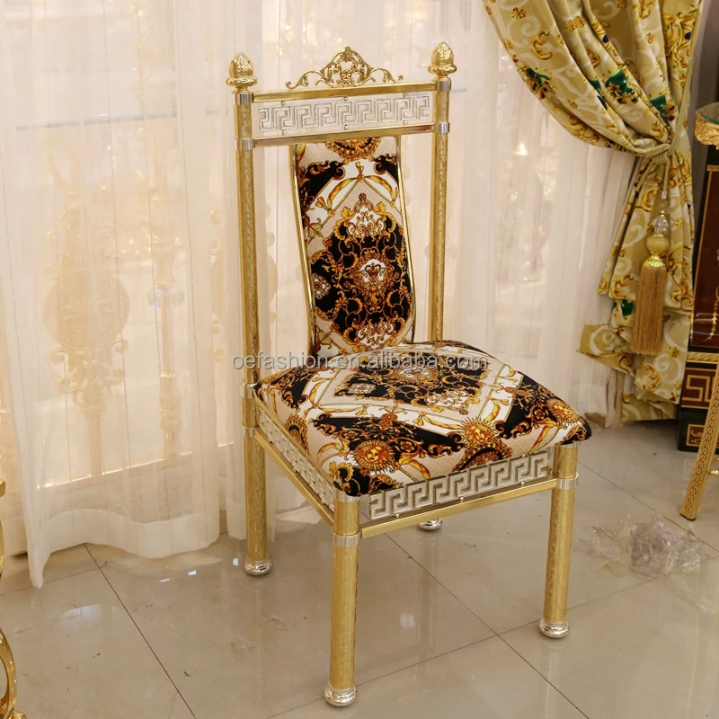 OE-FASHION Vintage Baroque style copper and alloy metal plated 18K real gold French matching dining chair