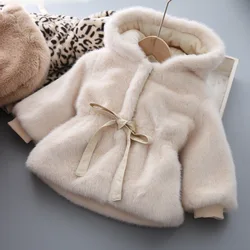 2326 Dropshipping Girls Toddler Kids Woolen Coat Baby Warm Shawl Imitation Fur Cotton