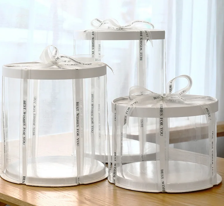 Pvc transparent Baking package 6 8 12 inch round cake box bakery packaging supplier