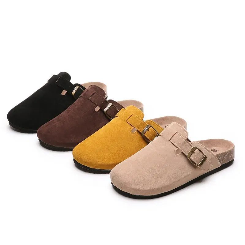 Leather Clogs Cork Clogs Shoes for Women Men Antislip Sole Slippers Mules Unisex Boston Soft Clog Suede