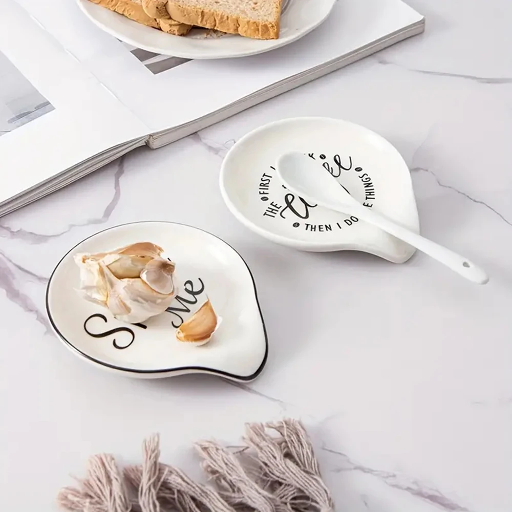 Custom Kitchen Counter Porcelain Spoon Rest Ladle Utensil Holder Ceramic Spoon Holder for Stove Top