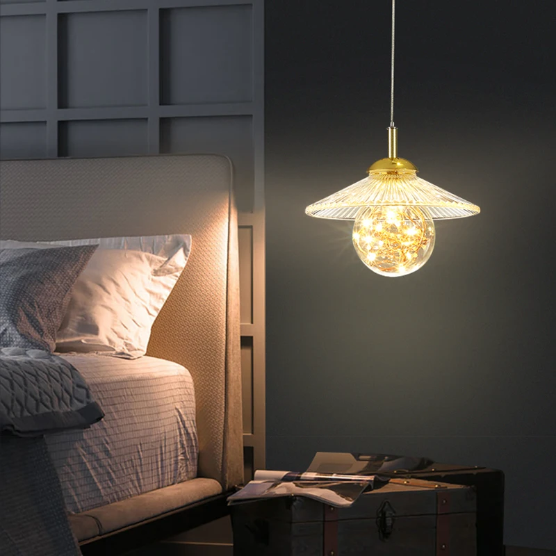 New Hot Sales Led Nordic Modern Glass Led Hanging Lamp Living Room Bedroom Kitchen Glass Pendant Light