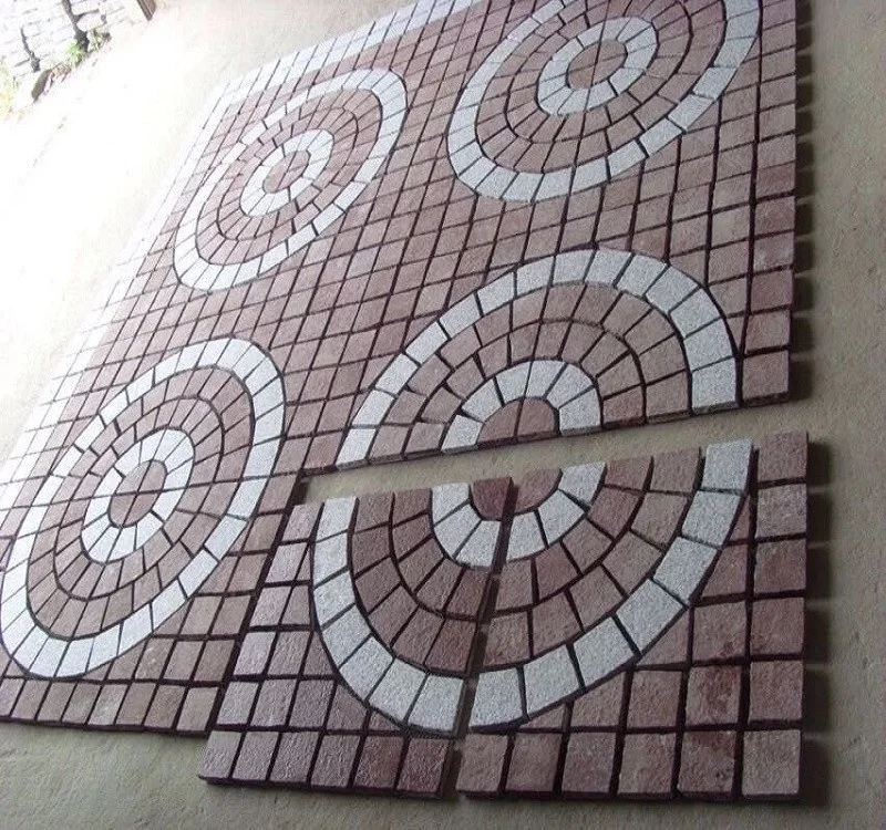 Red granite cobble stone granite cube stone for patio outdoor garden