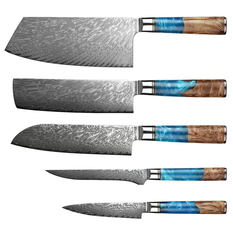 VG-10 Damascus Steel Cooking Knives set High Carbon Stainless Steel Kitchen Knife Set Chefs Knife