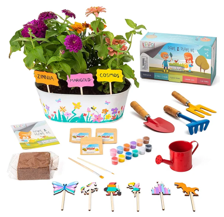 Kids Gardening Kit, Paint & Plant Sunflower Growing Kit,Unique Science and Garden Gift for Girls & Boys