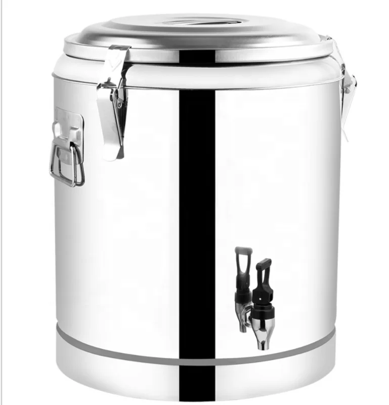 Restaurant Supplies 10/20/30L Stainless Steel Barrel Heat Preservation Thermal Tea Drinking Bucket Stock Pot with Faucet