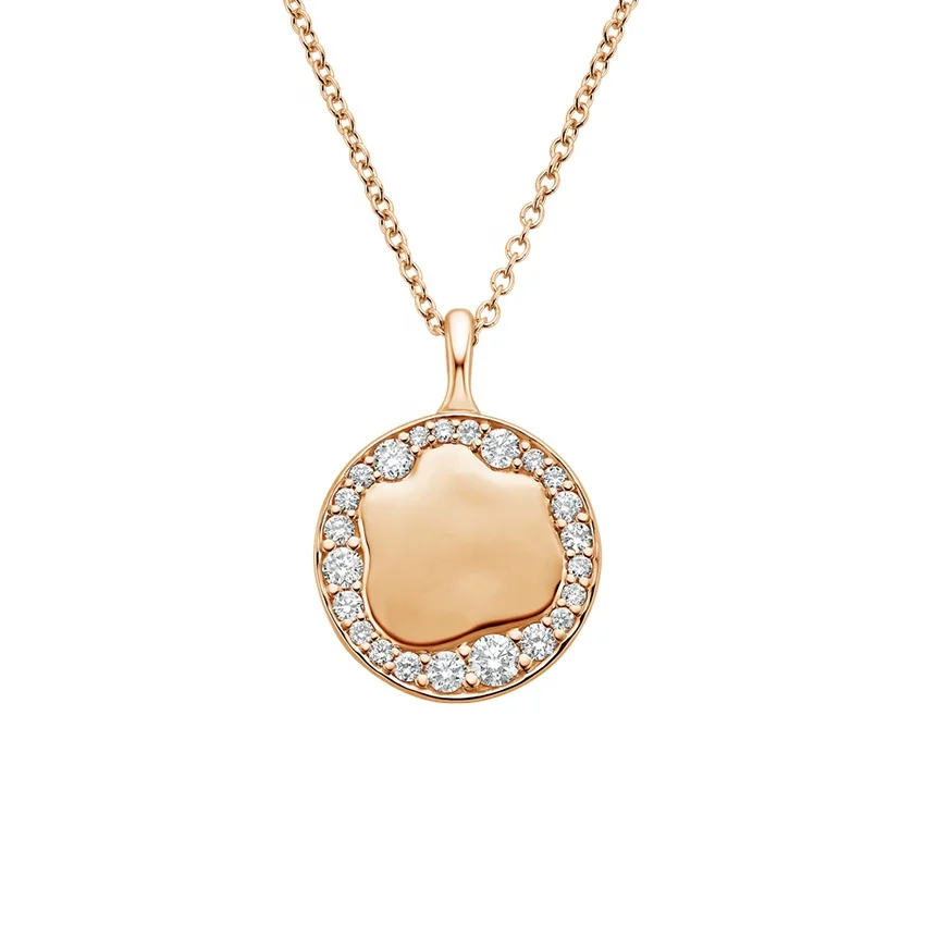 Gemnel 925 sterling silver custom name 18k gold plated diamond coin pendant necklace