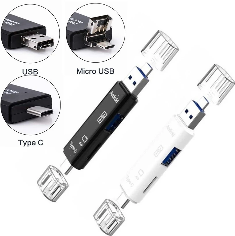 5 in 1 Multifunction Type C Micro USB to USB OTG USB 2.0 TF Card Reader Adapter Type-C Flash Drive Adapter For Android  Computer