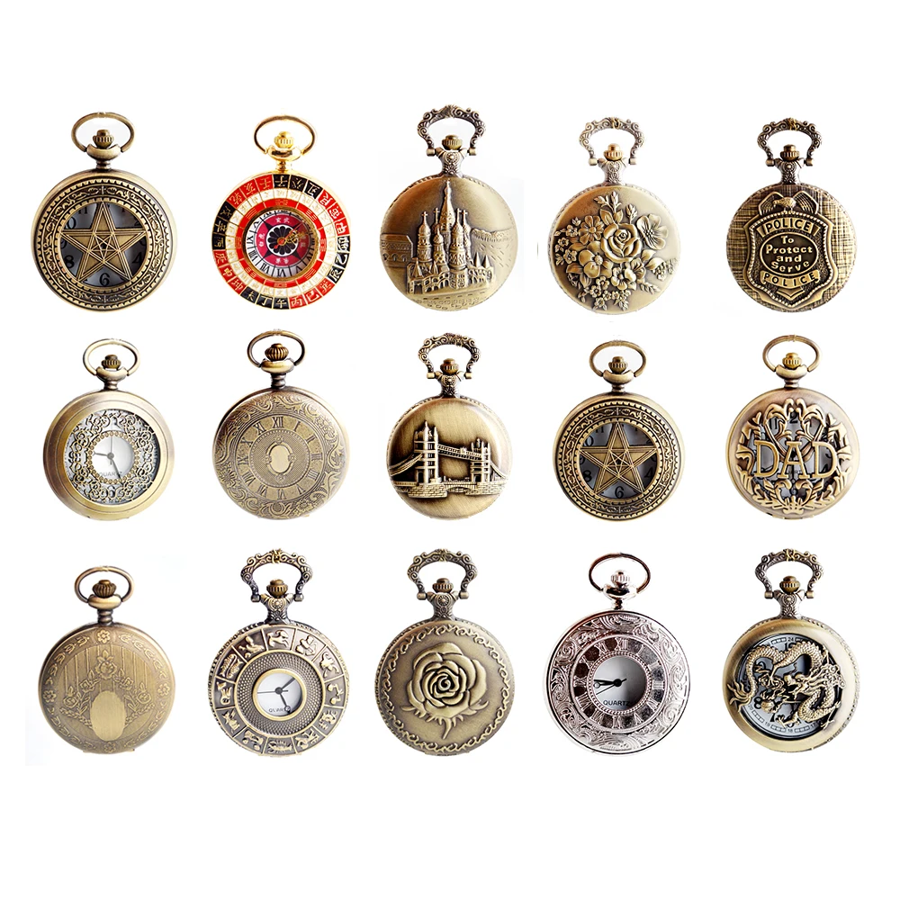 Stylish Vintage Quartz Pocket Watch Steampunk Unisex Pendant Flip Hollow Black Bronze Silver Gold Watches Clock Various Styles