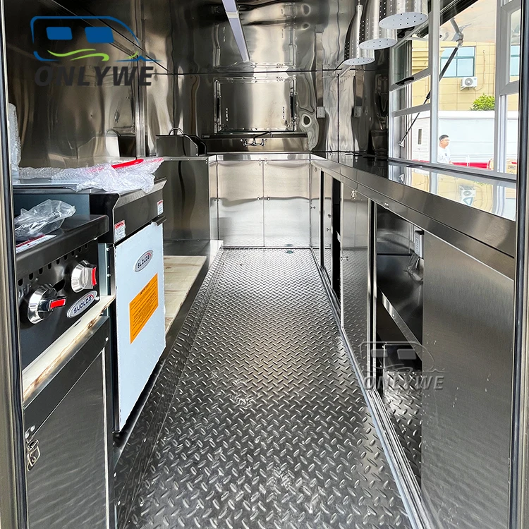 Commercial Mobile Fruit Bubble Tea Food Cart Trailer Beverage Green Mobile Coffee Slushy Orange Juice Snack Machine Food Truck