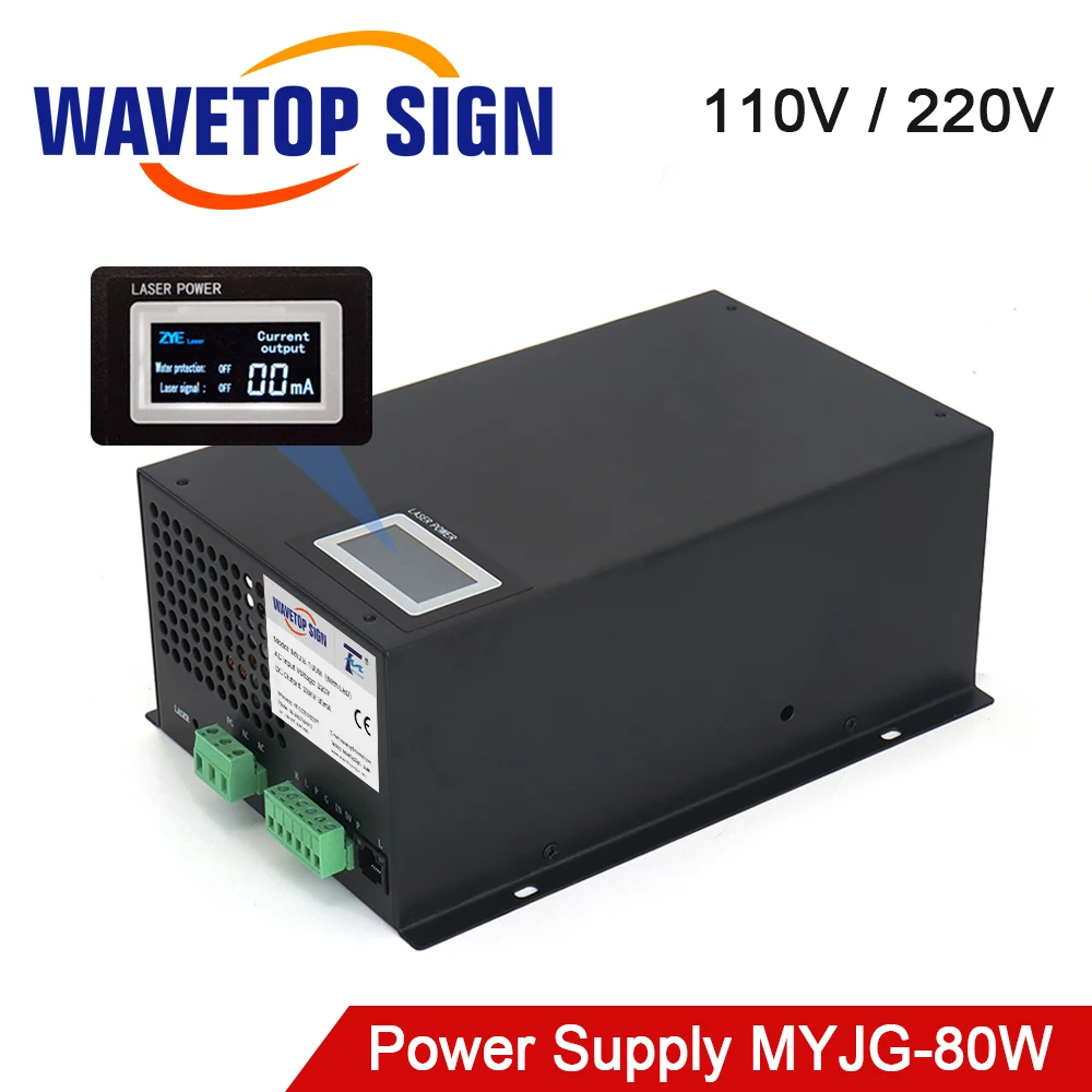  Лазерный блок питания WaveTopSign MYJG-80W CO2 для лазерной гравировки и