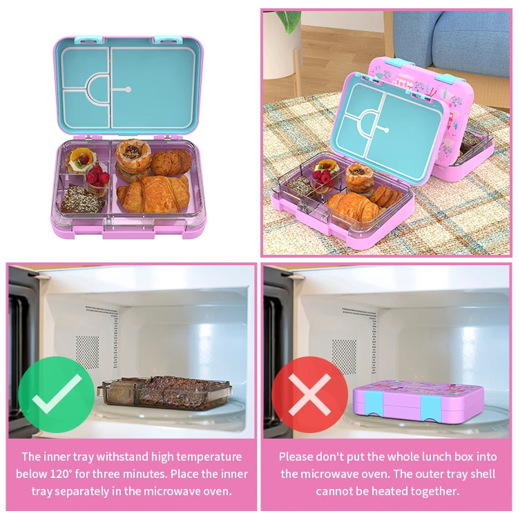 4 отделения Ланч-бокс Тритан бенто детский новый дизайн с логотипом на заказ