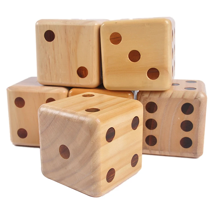 Large Dice Game Big Wooden Yard Dice Set with Bag Outdoor Games Kids Great Lawn and Family Game