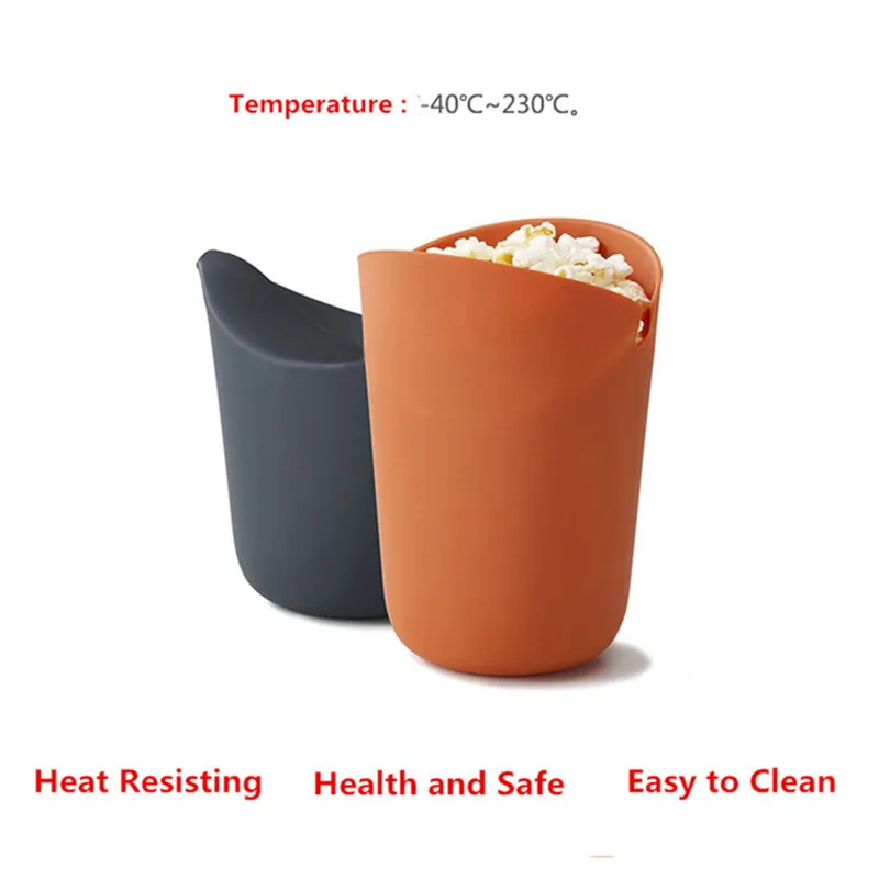 Food Grade Reusable Silicon Folding Bucket Cup For Microwave Popcorn Popper Holder