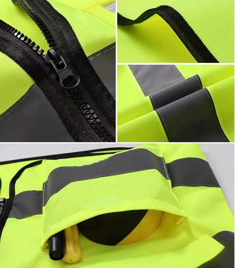 reflective jacket  Custom Logo with Pockets two-color splicing High Visibility Work construction Safety Vest