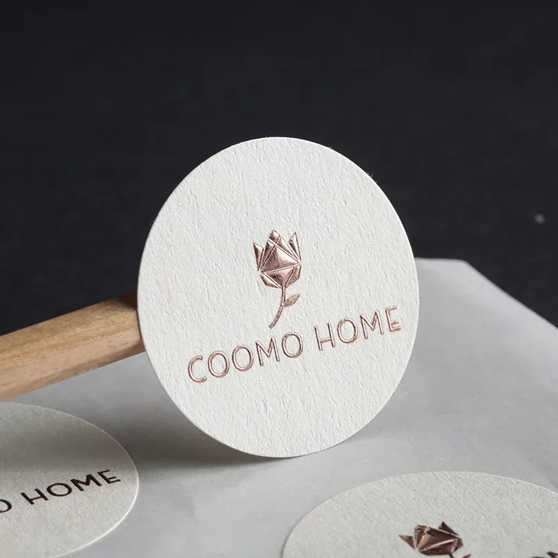 Customized Embossed 3d gold foil printing label luxury textured paper sticker