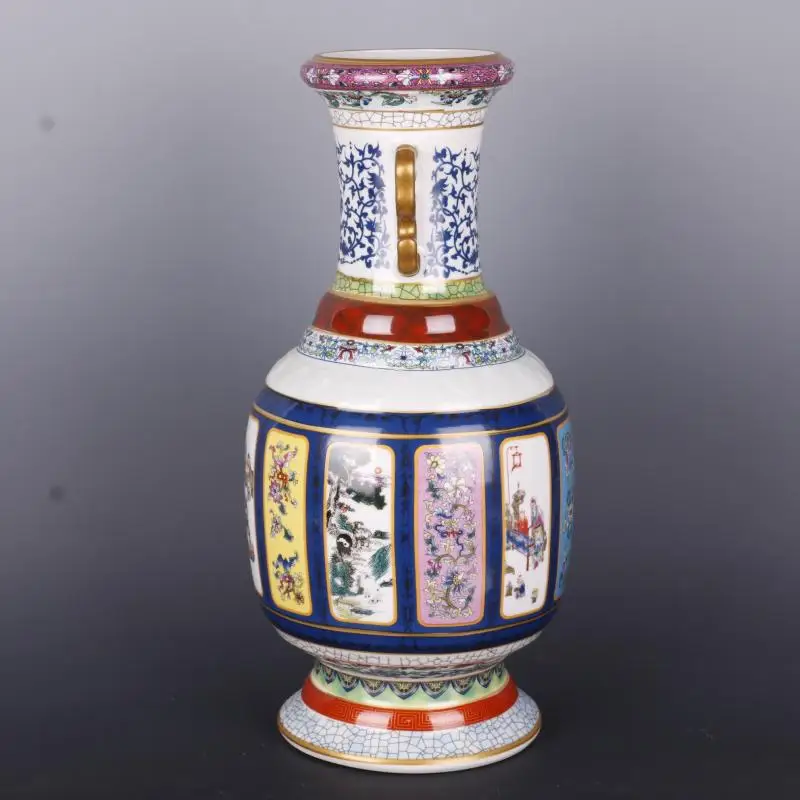 Gold-painted enamel colored flower and bird pattern porcelain king vase Chinese style home decoration antique porcelain