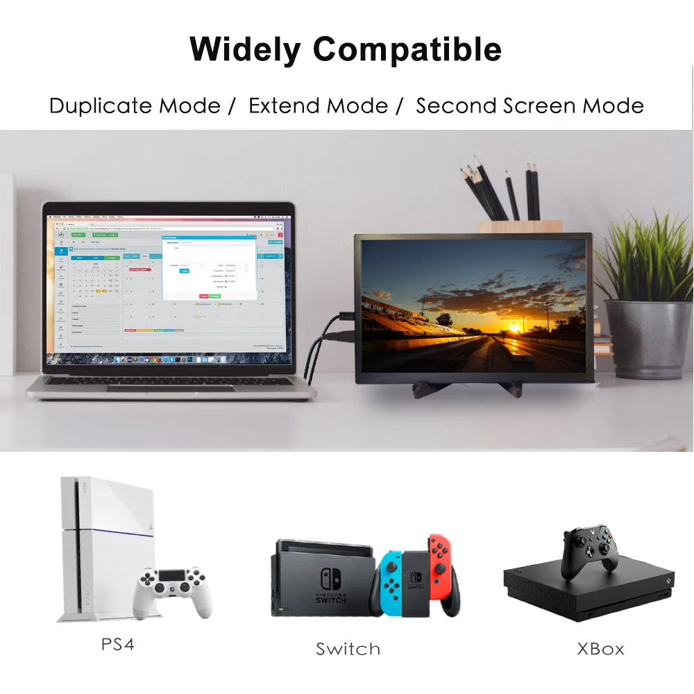 Factory Wholesale 13.3' 2560 x 1440 IPS HDR Portable Monitor, 2K Display Screen for Gaming PS4 Xbox Switch RPI Windows MAC
