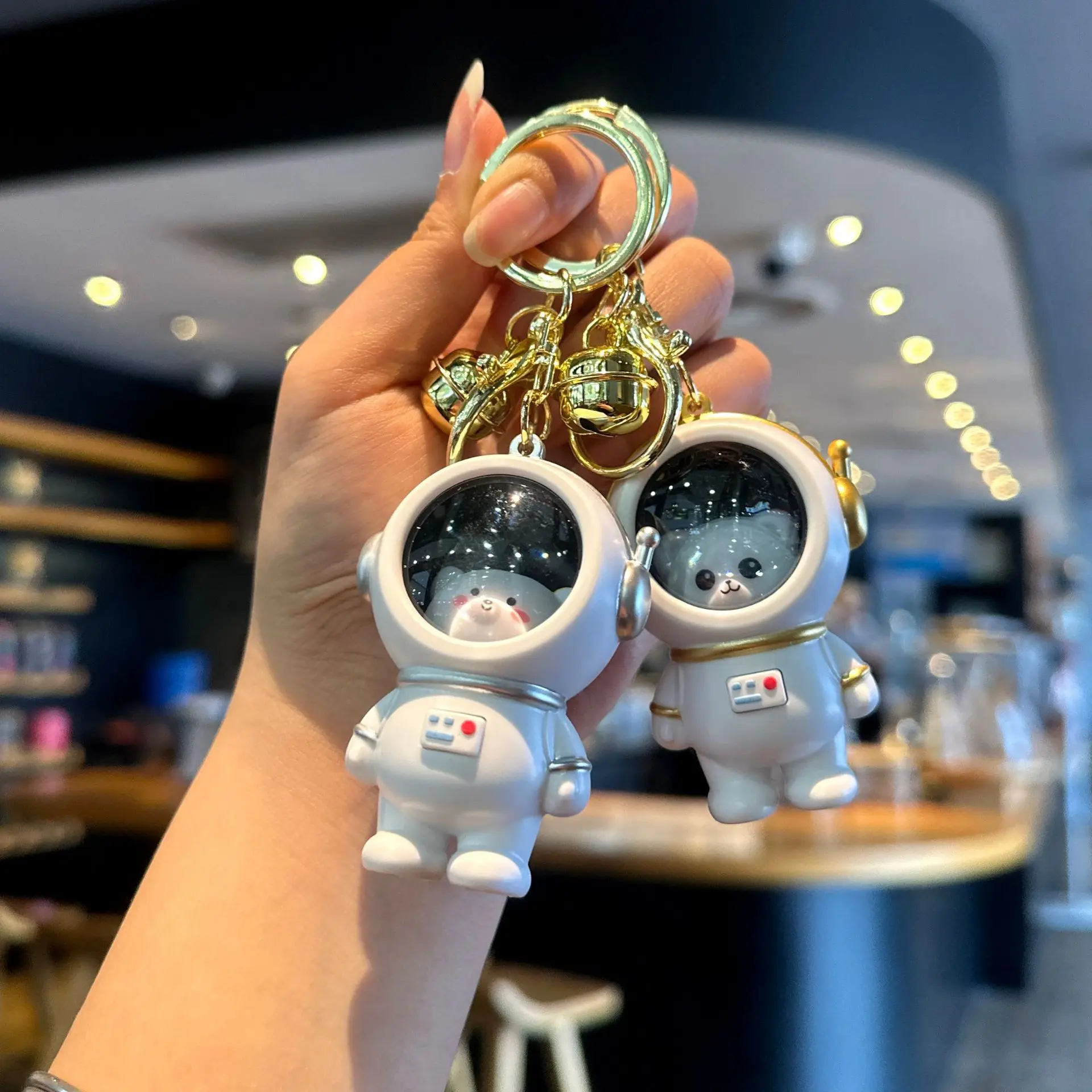 New Design 3D Astronaut Keychain Keyring Cosmonaut Astronaut Spaceman Keychain With Cat And Bear For Couple