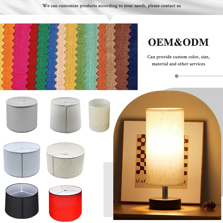 Vintage Custom Round/Square OEM PVC Lamp Shades Modern Nordic Fabric Table Lamp Decorative Shade