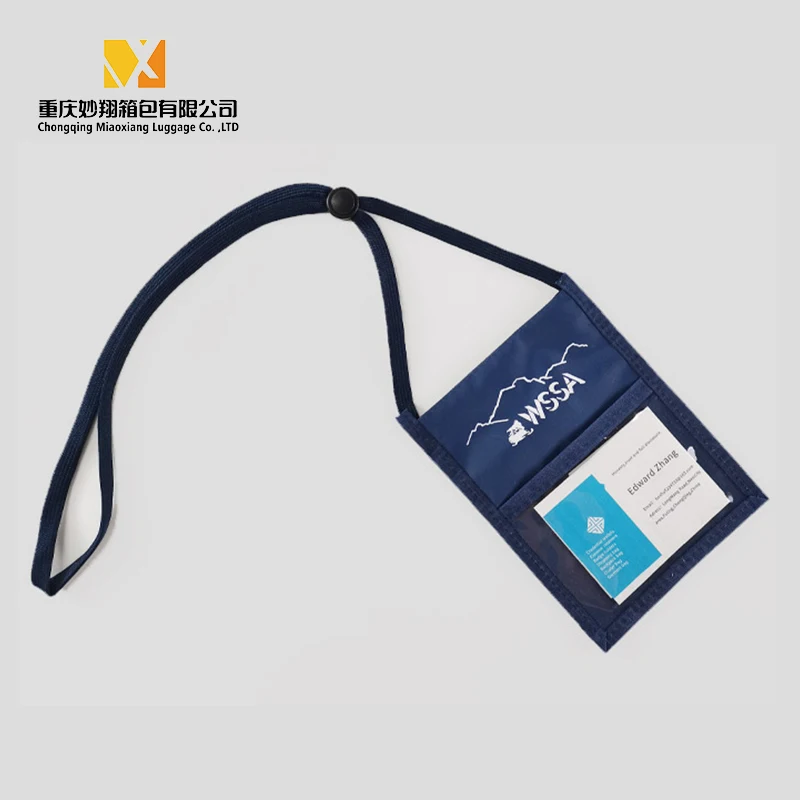 Cheap Popular Business Small Cute Credit Post Name Card Holder with Cotton Lanyard And Soft Pvc Pocket for Men Women