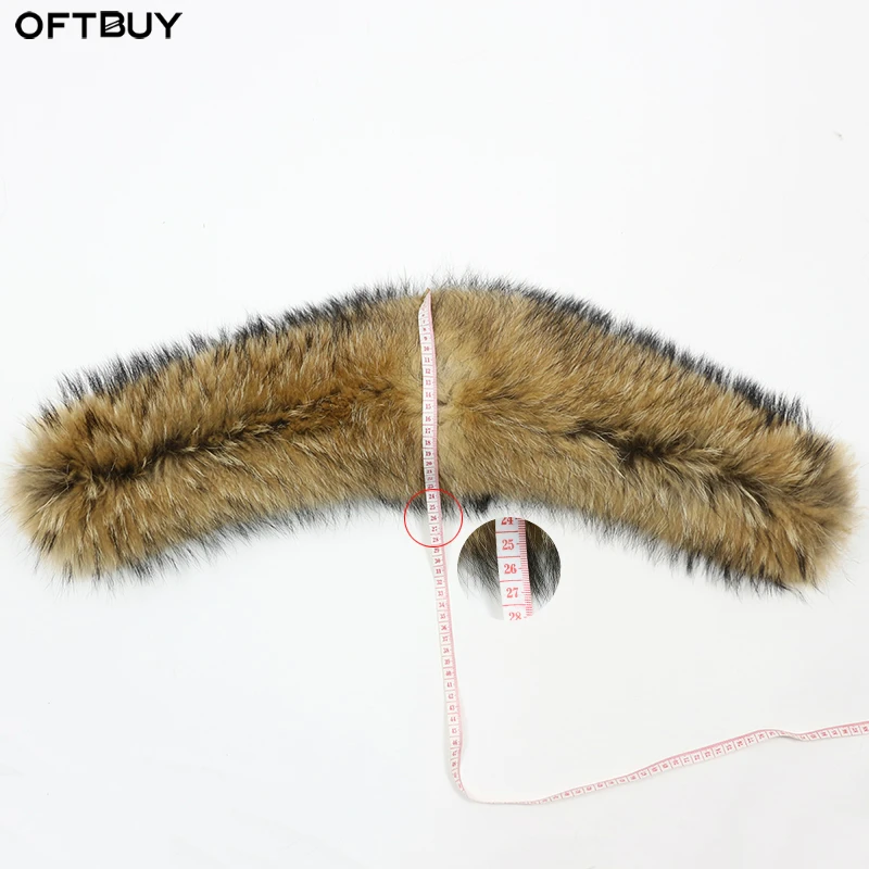 OFTBUY 100% натуральный меховой воротник большие шарфы из натурального меха енота и лисы