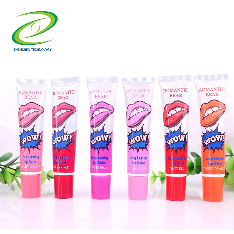 wholesale waterproof non-stick cheap peel off lipstick Romantic Bear long lasting 6 colors peel off liquid matte lipstick