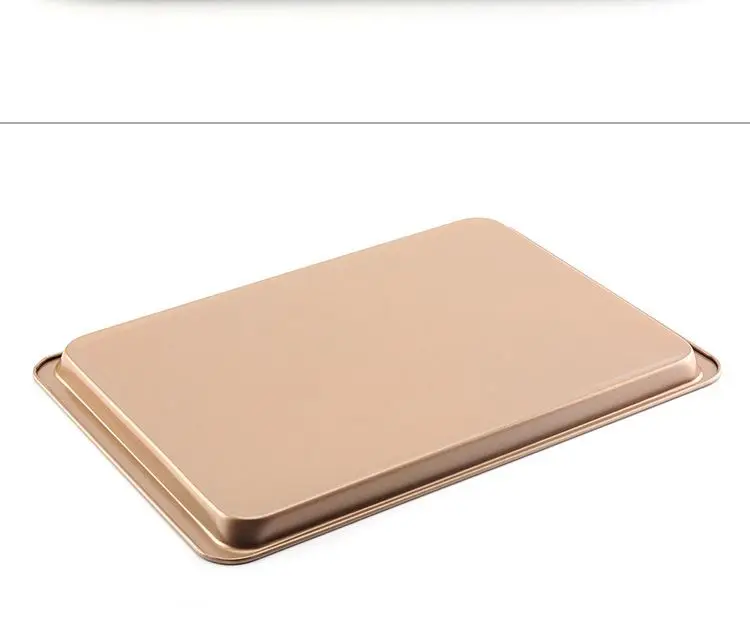 High Quality Golden 12 Inch Non Stick Rectangular Carbon Steel Baking Tray Cake Mold Baking Tool
