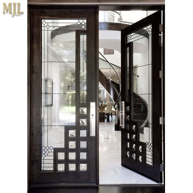MJL Simple design aluminum french doors exterior double glass patio entry casement doors