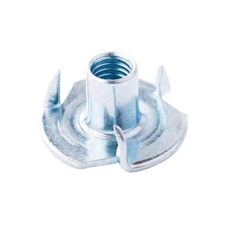 10-24 3/8 M5 M6 M8 Zinc Plated Steel Connector Furniture Nut With Prongs