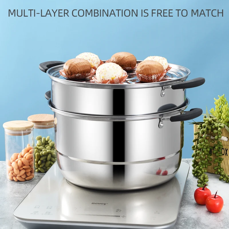 Single Layer Steam Pot Multi-function Stainless Steel Steamer Food Steamer Pot For Household