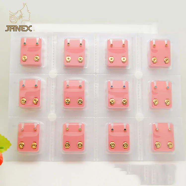 316 Surgical 24k Gold IP Plating Stainless Steel Birthstone  Mini   Ears Piercing Stud Jewelry for  Children Baby Kids