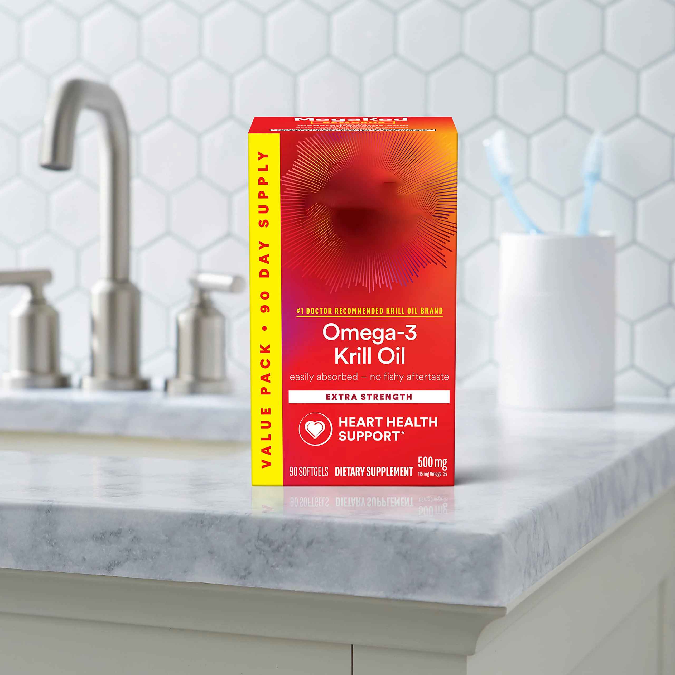 Antarctic Krill Oil 500mg Omega 3 Fatty Acid Supplement Extra Strength EPA & DHA Softgels Antioxidant Astaxanthin Softgels