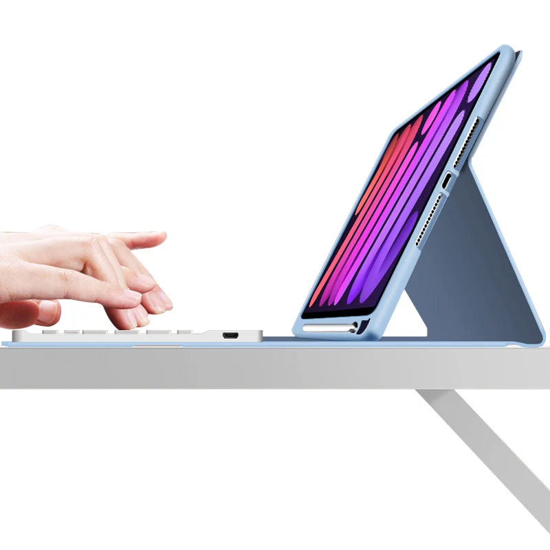 Smart Tablet Cases with BT Mini Keyboard Pen Slot Flip Leather Covers For Tablets For iPad 9.7 Air 2017/2018 Foldable Holder