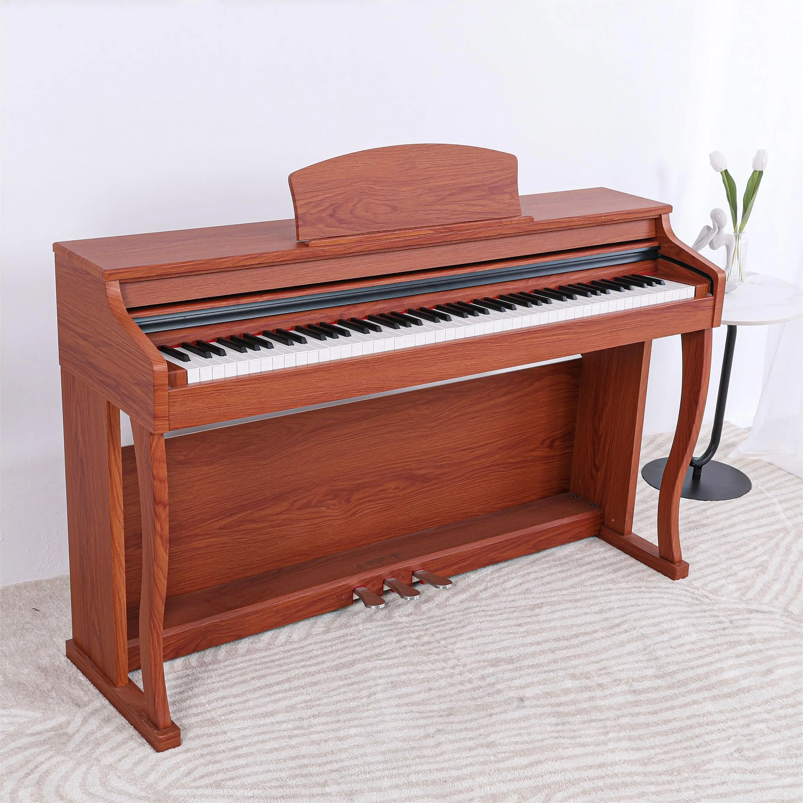 Digital Piano PVC Wood Grain 88-Key Hammer Action Keyboard Slide Cover Design USB MIDI Pure Piano Sound YM-A88