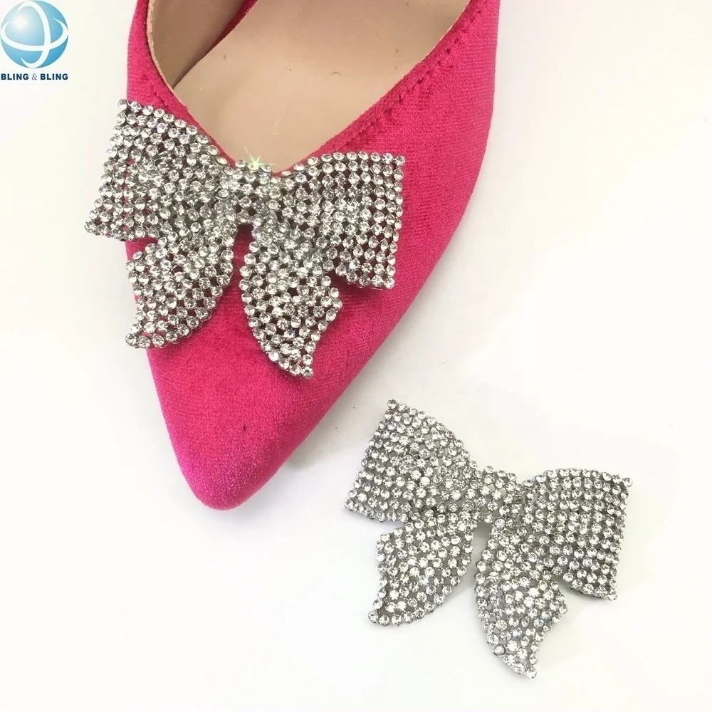 Handmade Metal Crystal Decorative Bowknot Shoe Brooch Clips Accessories for Wedding Shoes