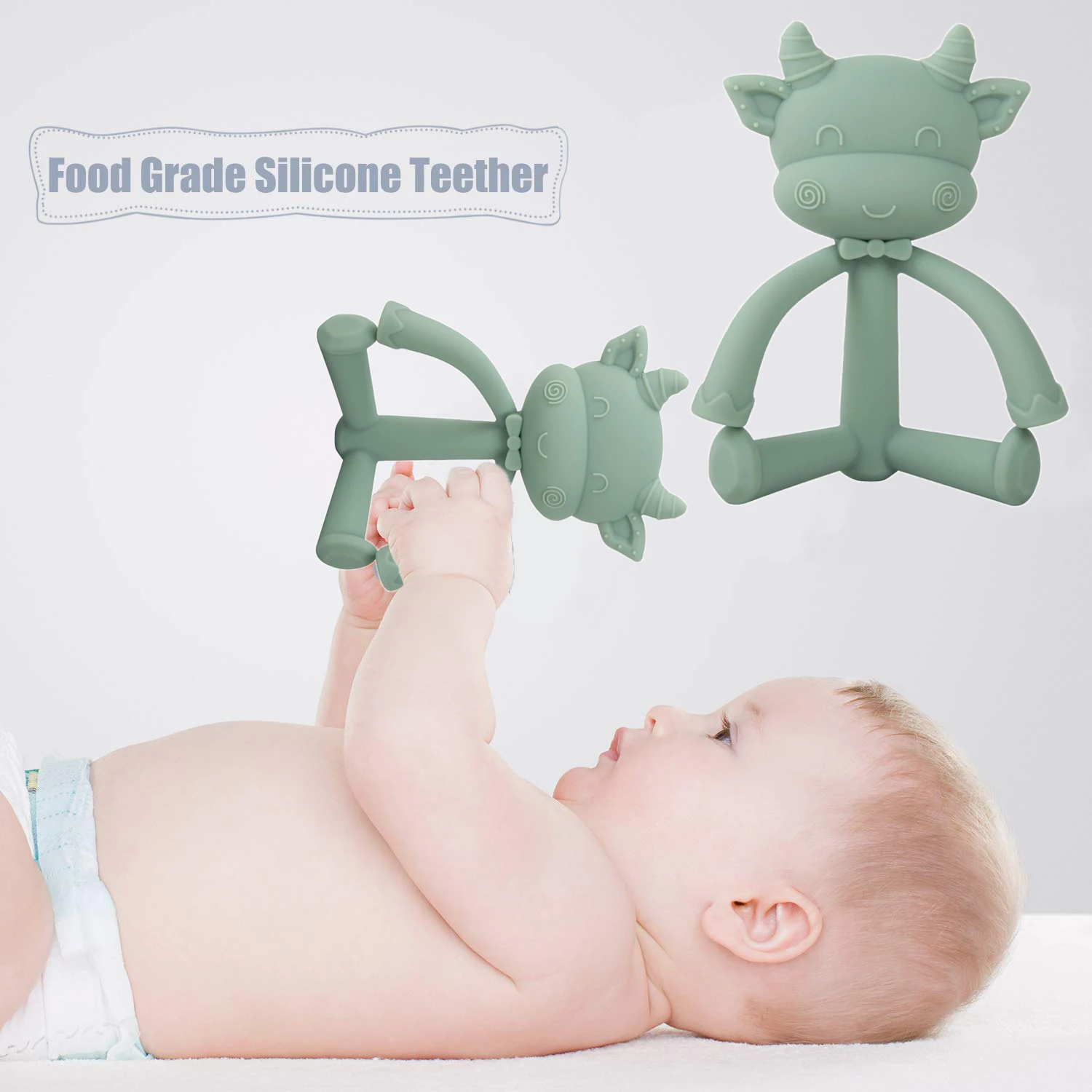 Оптовая продажа пищевой детские формы коровы мягкие BPA бесплатно игрушки для режущихся зубов одобренные Силиконовые Детские Прорезыватель для зубов