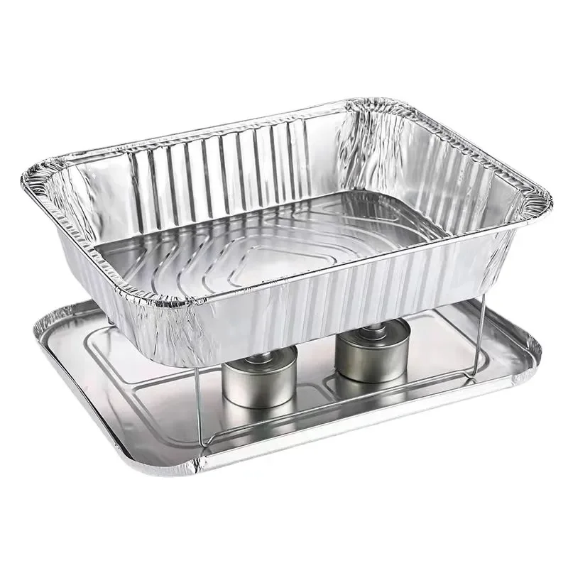 Wholesale Silver Bakeware Pie Pan Aluminum Foil Square Aluminum Foil Container Disposable Takeaway Packaging