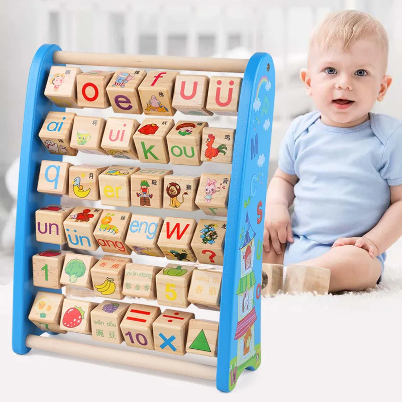 Montessori Letter Toy Educational Wooden Multicolor Educational Toy Abacus Wooden Counting Frame for Kindergarten Math Children