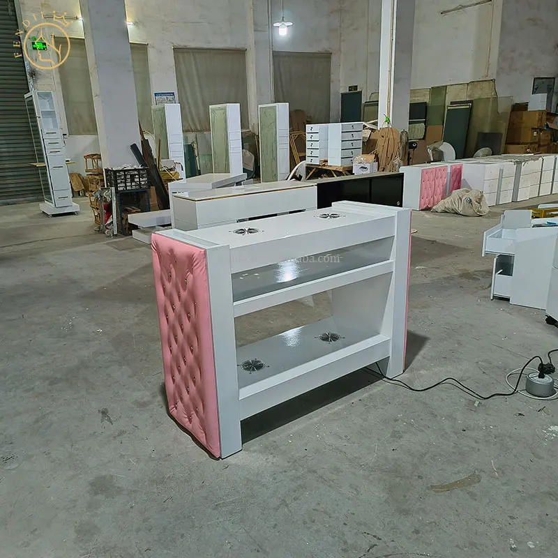 High Quality Modern Salon Furniture Nail Tables Wood Manicure Table Station with Fan