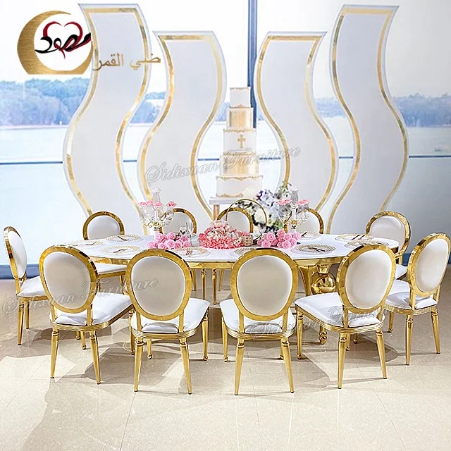 Modern metal furniture sets mdf top stainless steel oval wedding tables