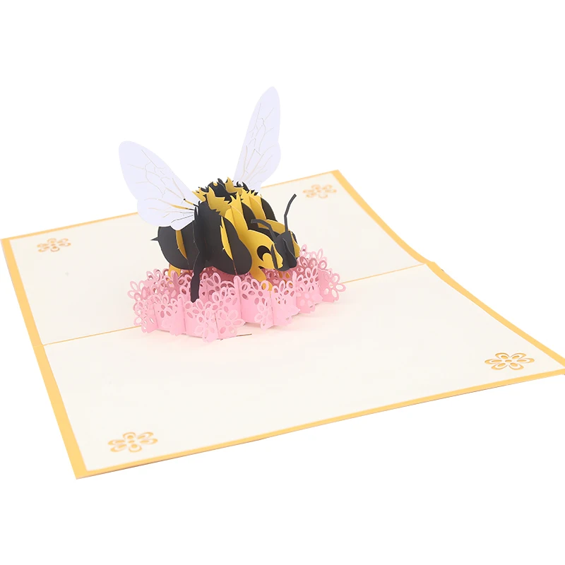 Bee 3D Pop up Art Paper Flower Handmade Greeting Card for Wedding Top Trending Custom Design from China for All  Occasions
