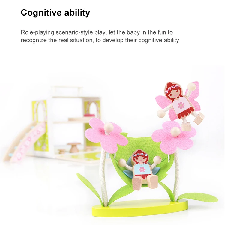 UDEAS Wooden children fairy house role play toy set