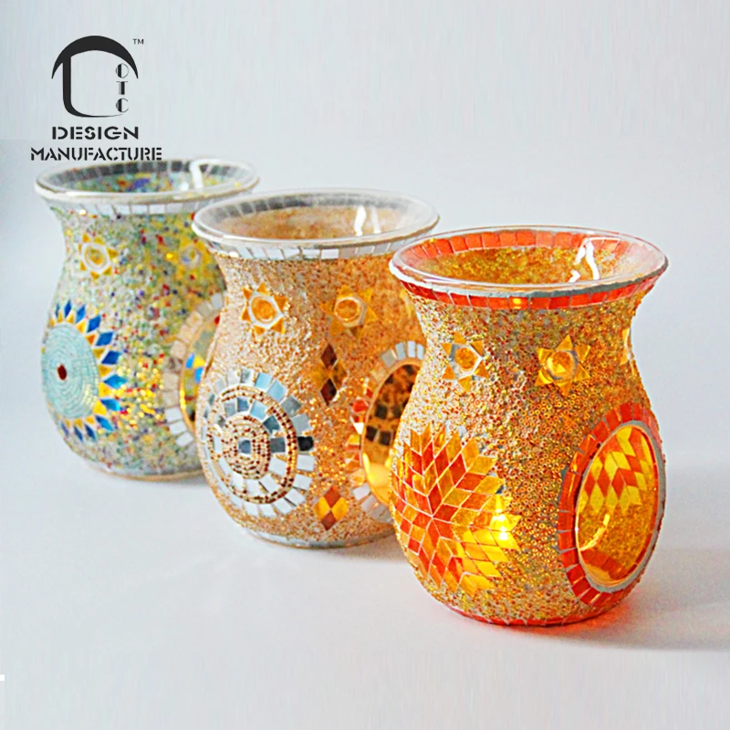 Factory Outlet Unique Electric Mosaic Glass Candle Wax Melter Scented Oil Burner for Home Fragrance